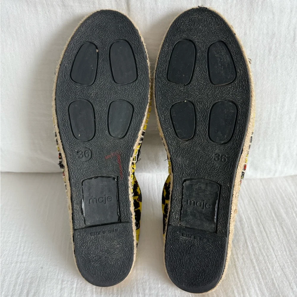 Maje Yellow and Black Espadrille Flats